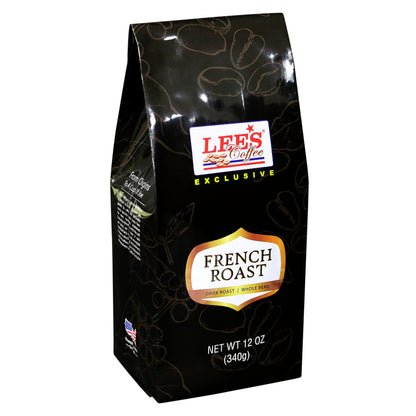 Lee's Coffee Exclusive Whole Bean Coffee, French Roast, 12 Ounce