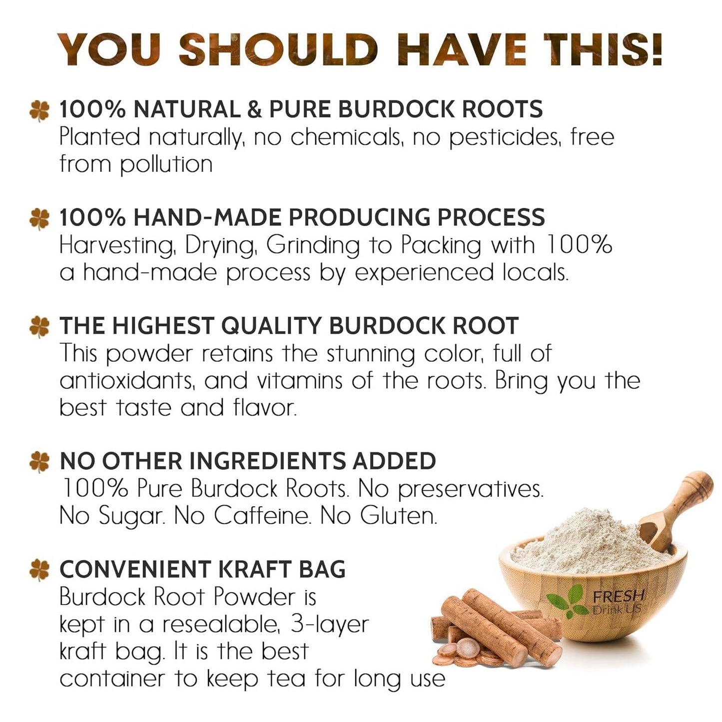 Burdock Root Powder,  Burdock Root Extract, 100% Natural & Pure from Burdock Root, Burdock Root Herbal Tea, No Additives, No Caffeine, Vegan