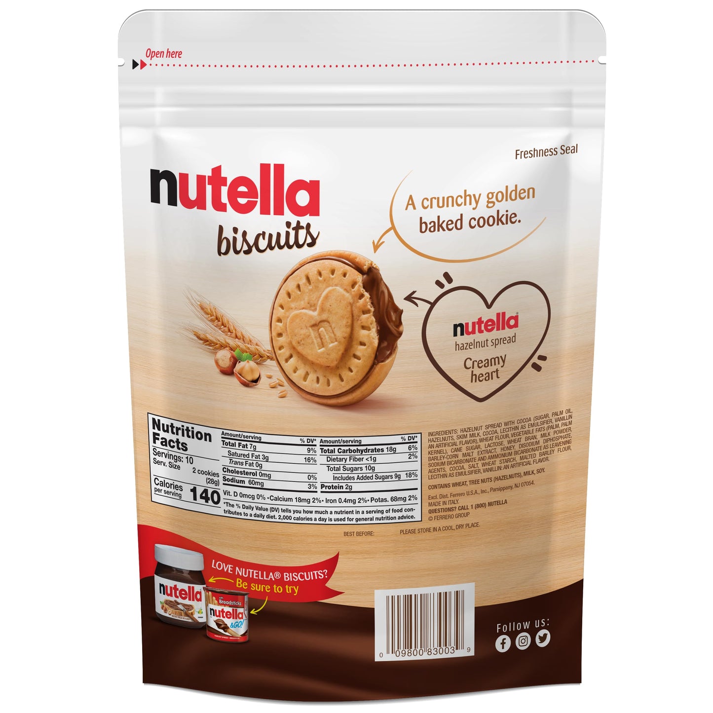 Nutella Biscuits - Premium Hazelnut Cocoa Cookies | Imported from Italy (20-Count, 9.7 oz)