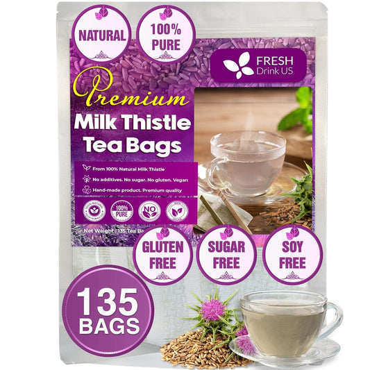 Premium Milk Thistle Tea Bags, 100% Natural & Pure from Milk Thistle Seeds. Milk Thistle Seed Herbal Tea. Milk Thistle Seed Tea. Made with Natural Material Tea Bags. No Sugar, No Caffeine, No Gluten, Vegan.