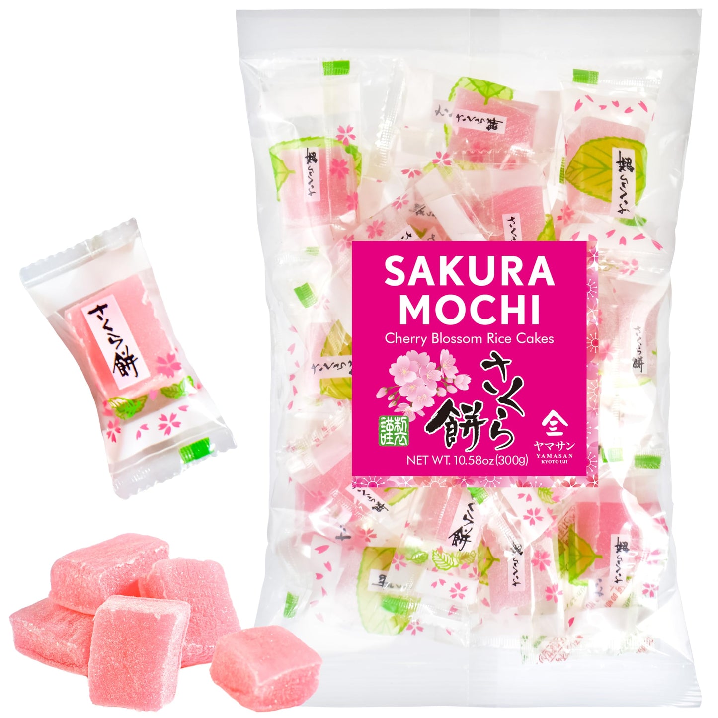 viral Yaasan Kyoto Uji Sakura Mochi Candies - Traditional Japanese Cherry Blossom Rice Cakes (300g)
