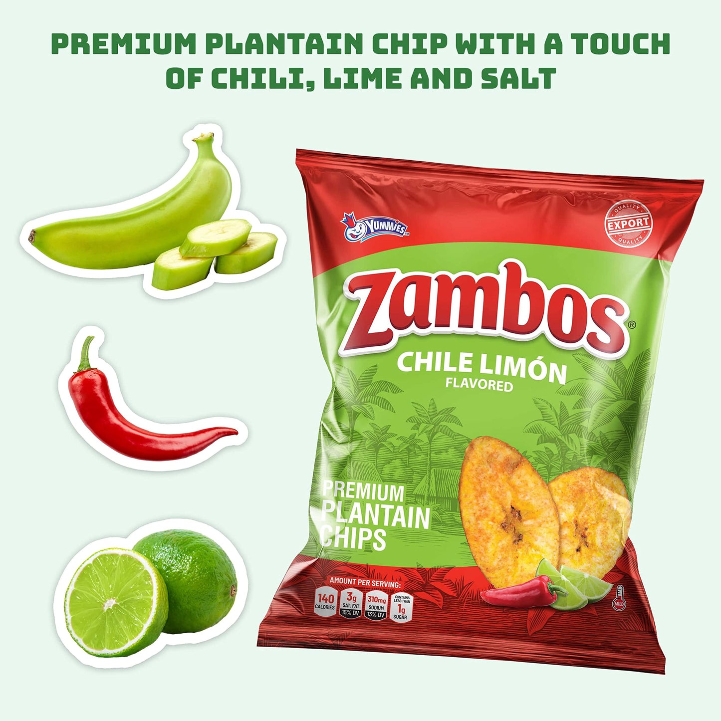 Viral TikTok Zambos Plantain Chips - Chile Limón, Original & Salsa Verde | Premium Central American Snack (5.29 oz)