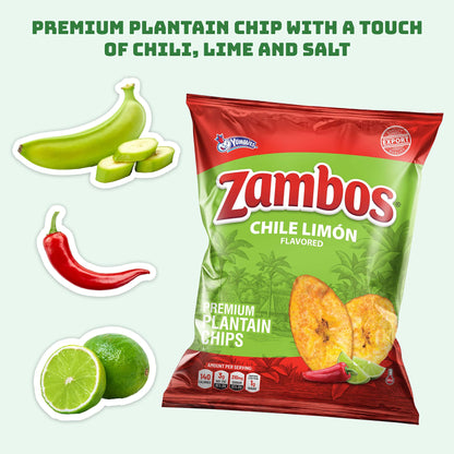 Viral TikTok Zambos Plantain Chips - Chile Limón, Original & Salsa Verde | Premium Central American Snack (5.29 oz)