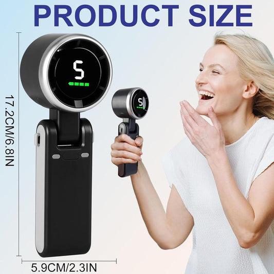 Portable Handheld Turbo Fan, 5 Gear Wind,4000Mah Battery Operated, up to 10 Working Hours, 3 in 1 Hand Fan Rechargeable with Air Turbo Tech Cooling Fan for Outdoor Activities, Travel