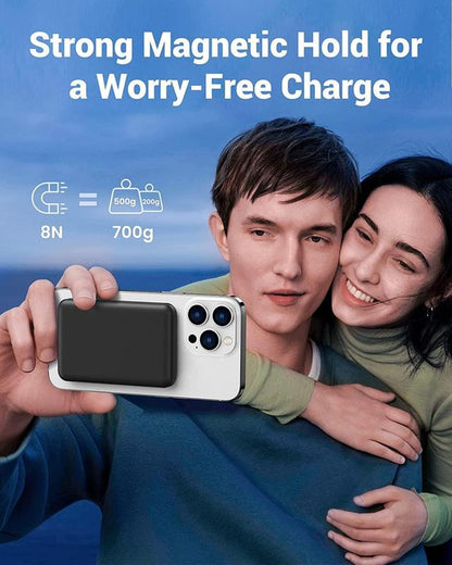 Magnetic Power Bank, Wireless Portable Charger Magsafe 15W Fast Charging, Only Compatible with Mobile Phone Battery Packs with Wireless Charging Function, Compact Electronic Accessories Rechargeable White/Pink/Black