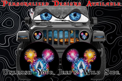 Mouse ears round headlight decals