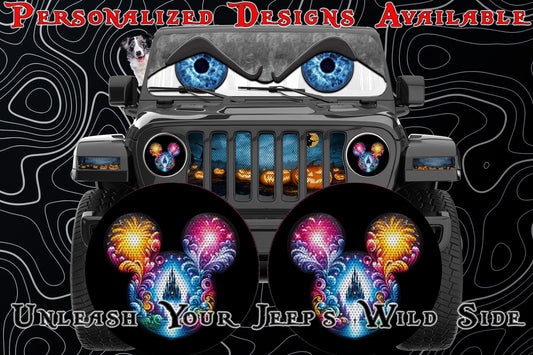 Mouse ears round headlight decals