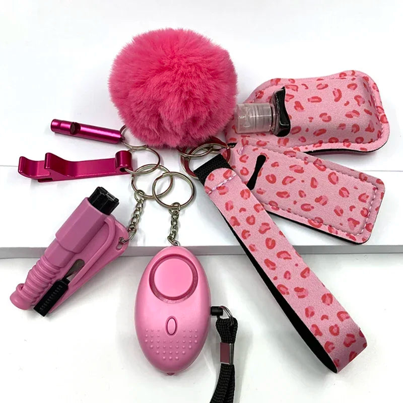 Safety Keychain Full Set, Self Defense Security Keychain Set with Personal Alarm Protective Keychain Accessories for Women Girls