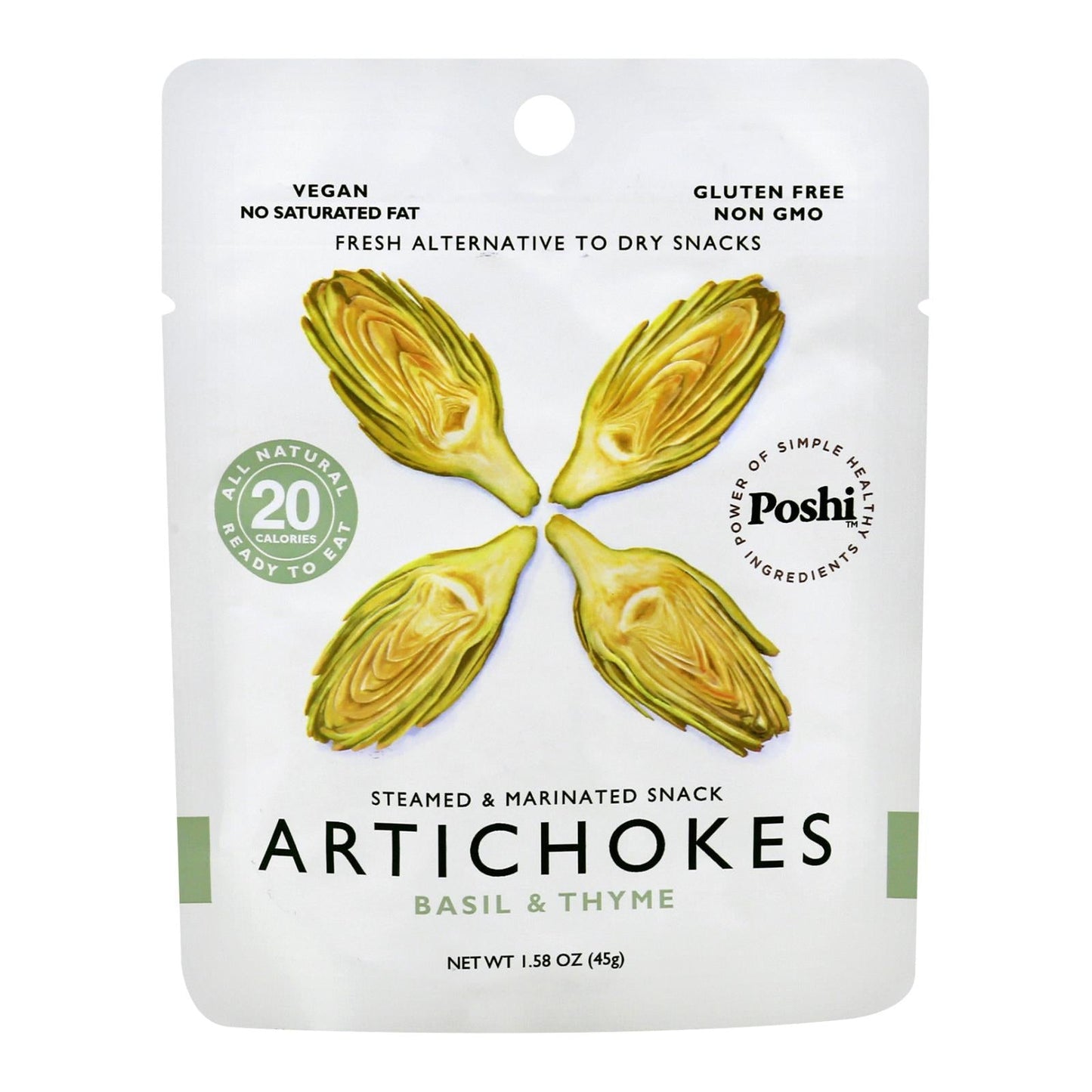 Poshi - Snack Artichokes Mrntd Veg - Case of 10 - 1.58 OZ