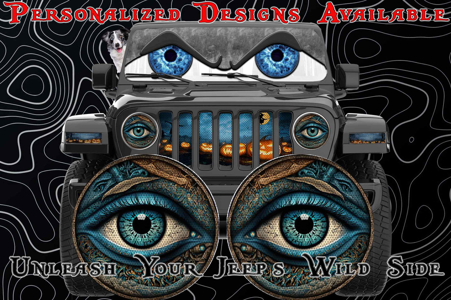 Real eye headlight decals blue green