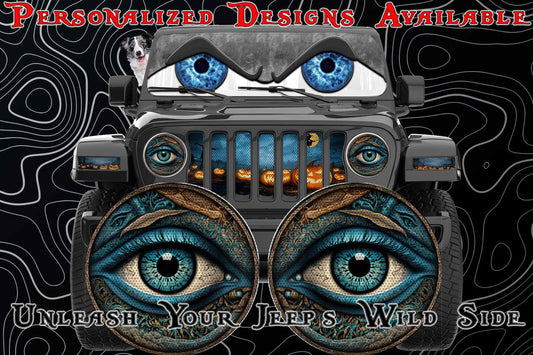 Real eye headlight decals blue green