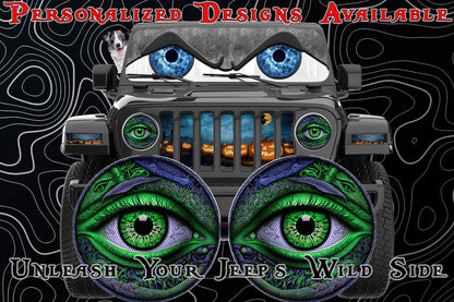 Real eye green headlight decals