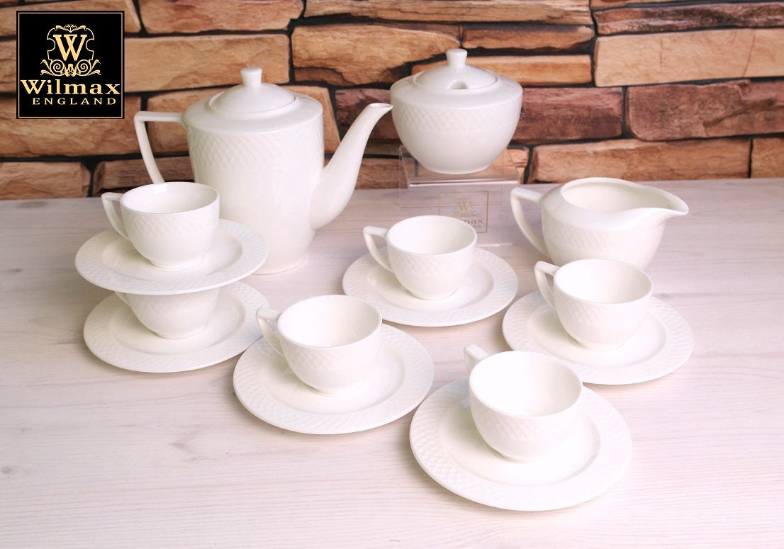 Wilmax Porcelain White 3 Oz | 90 Ml Coffee Cup & Saucer Set Of 6 In Gift Box