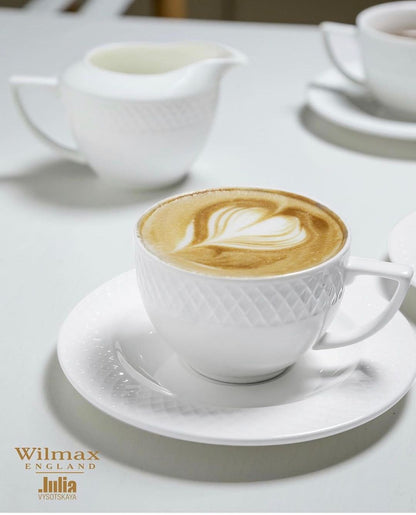 Wilmax Porcelain White 3 Oz | 90 Ml Coffee Cup & Saucer Set Of 6 In Gift Box