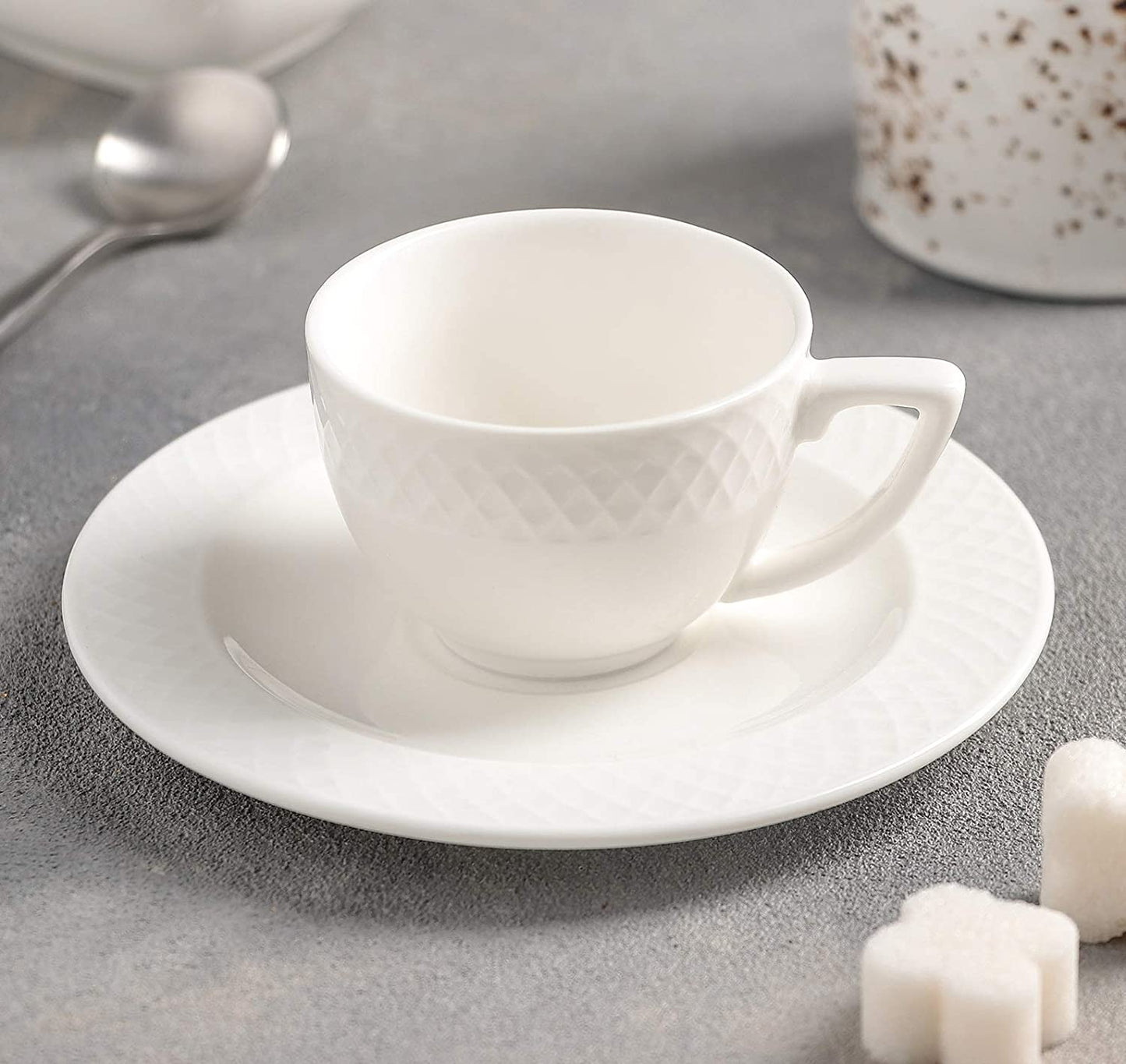 Wilmax Porcelain White 3 Oz | 90 Ml Coffee Cup & Saucer Set Of 6 In Gift Box
