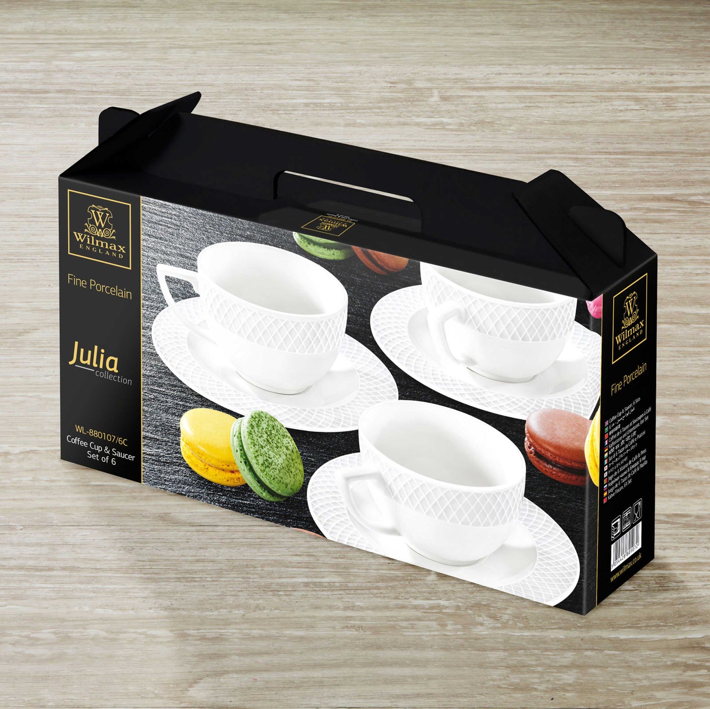 Wilmax Porcelain White 3 Oz | 90 Ml Coffee Cup & Saucer Set Of 6 In Gift Box