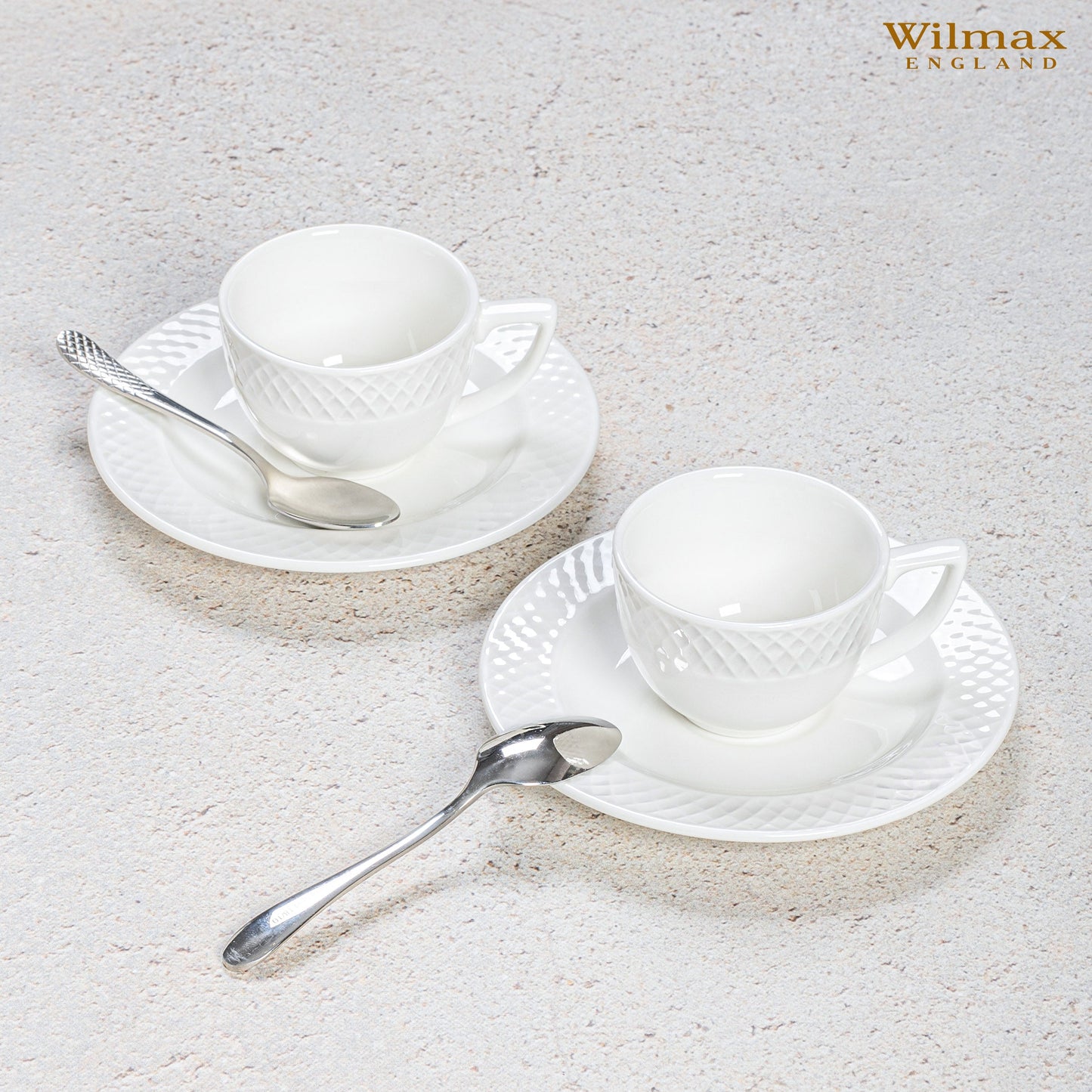 Wilmax Porcelain White 3 Oz | 90 Ml Coffee Cup & Saucer Set Of 6 In Gift Box