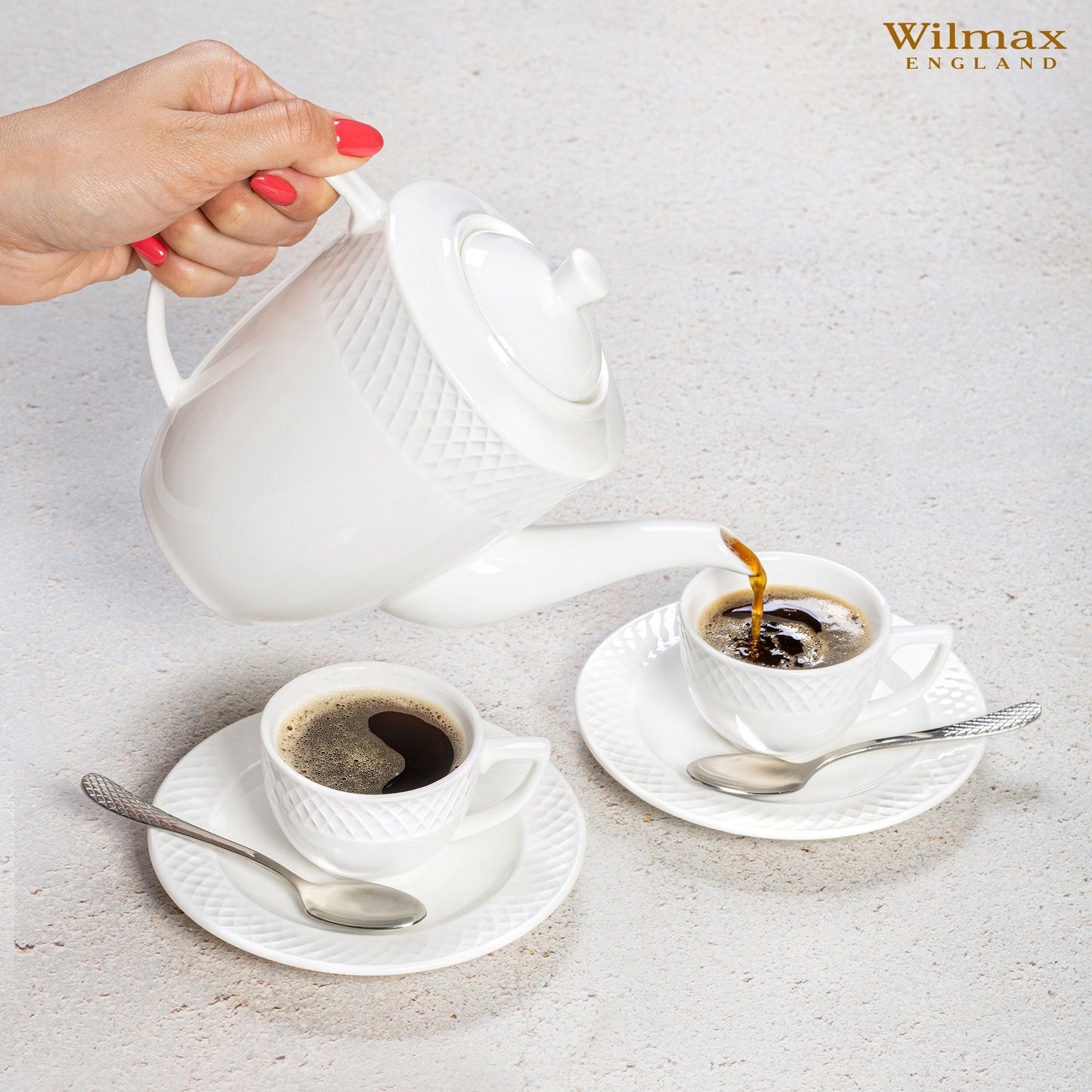 Wilmax Porcelain White 3 Oz | 90 Ml Coffee Cup & Saucer Set Of 6 In Gift Box