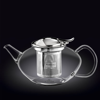 Wilmax Porcelain Thermo Glass Teapot 52 Fl Oz | High temperature and shock resistant