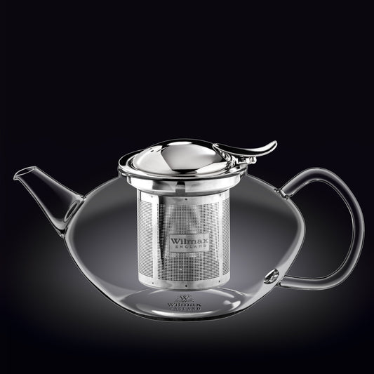 Wilmax Porcelain Thermo Glass Teapot 52 Fl Oz | High temperature and shock resistant