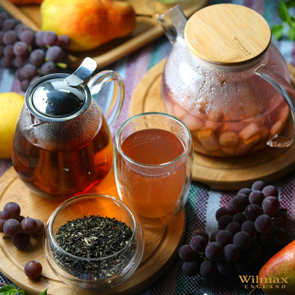 Wilmax Porcelain Thermo Glass Teapot 32 Fl Oz | High temperature and shock resistant