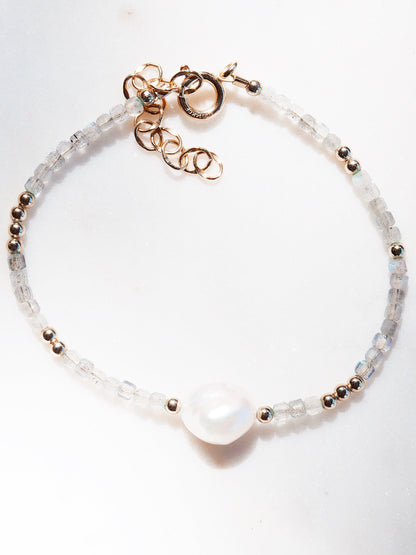 White Pearl and Gemstone Bracelet - Haukea