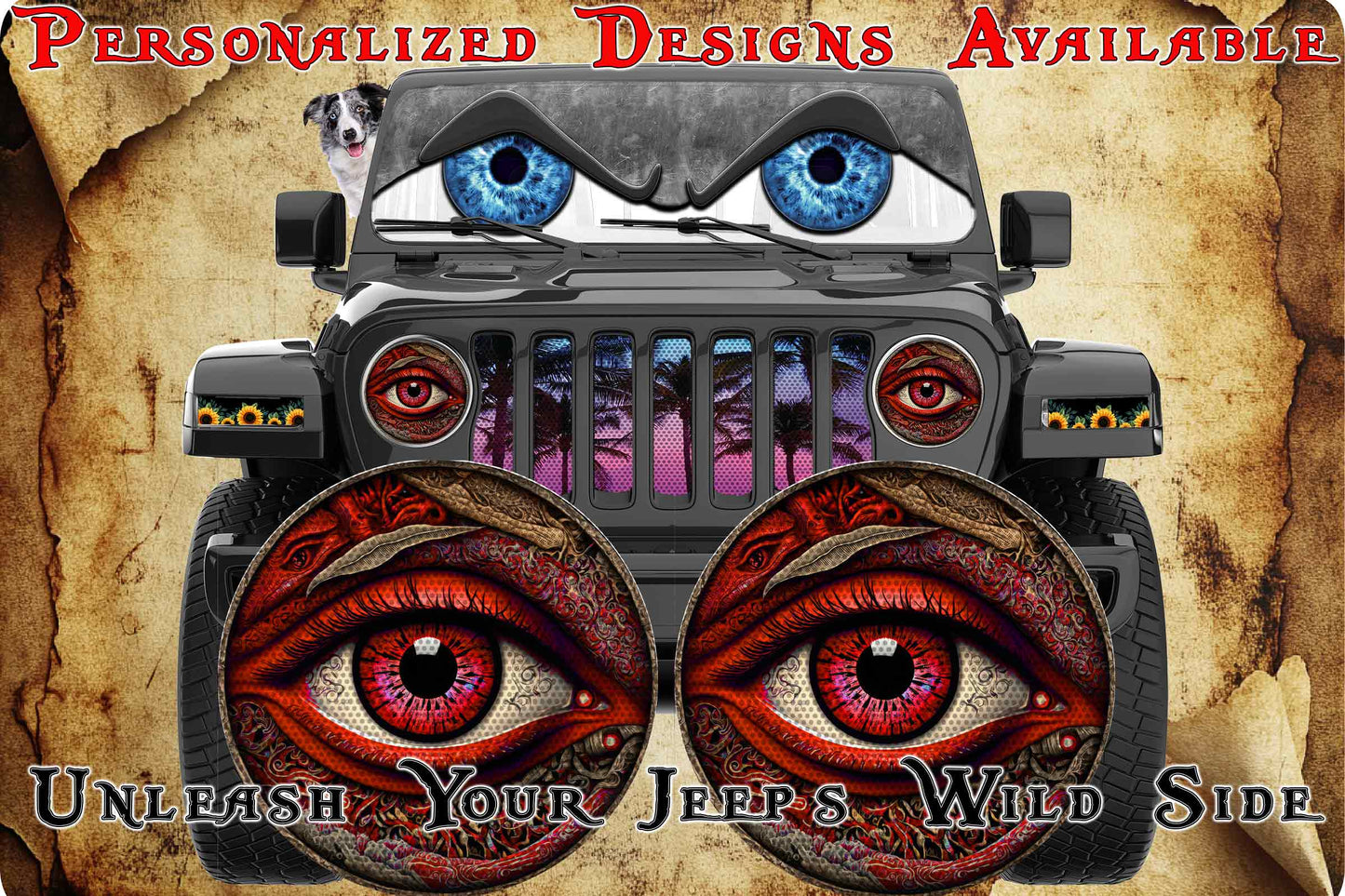 Real eye Red headlight decals