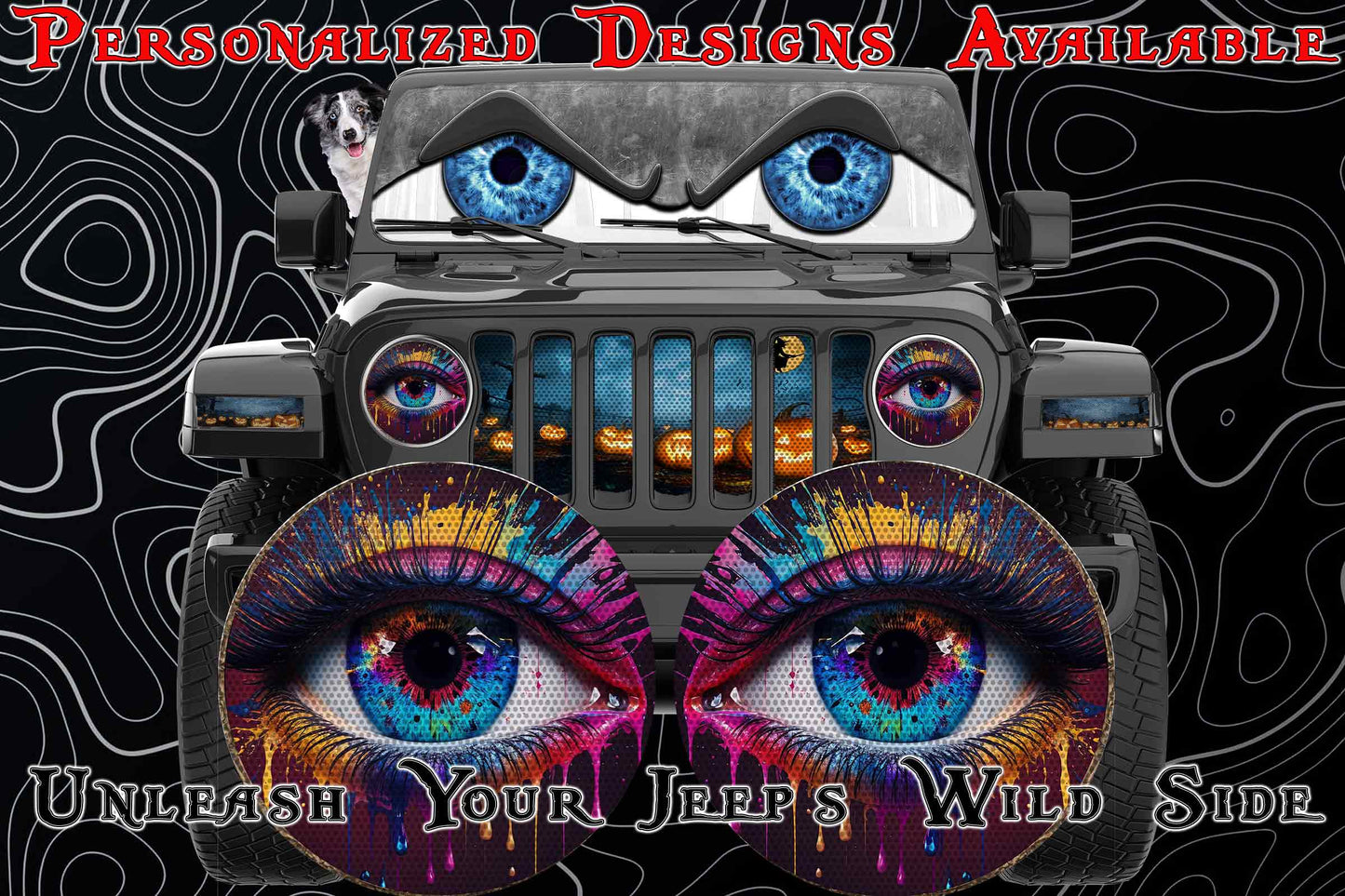 Real eye paint splash headlight decal