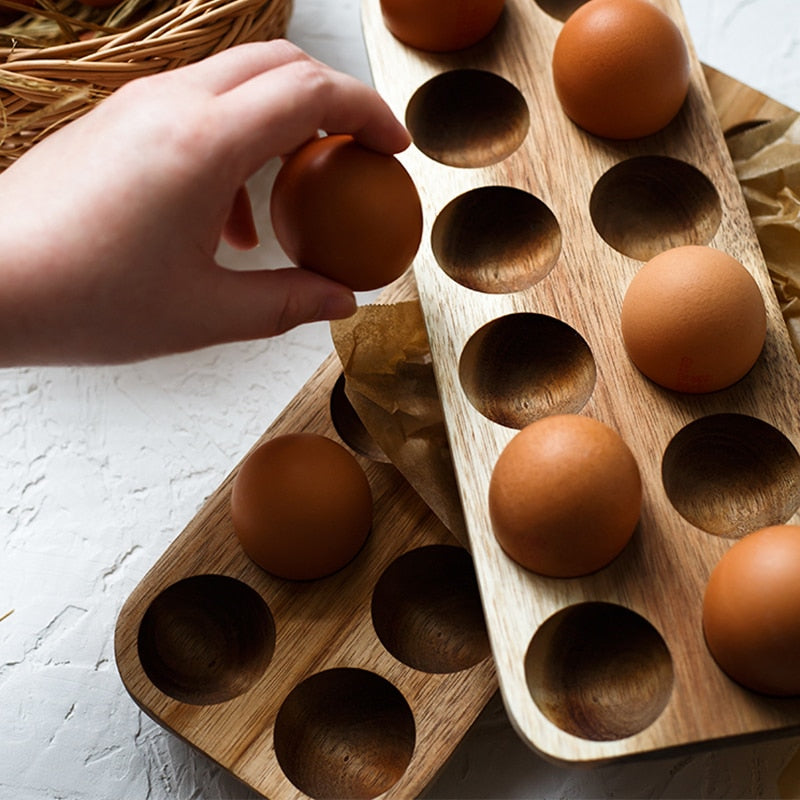 Blak Hom Japanese style Wooden Double Row Egg Storage