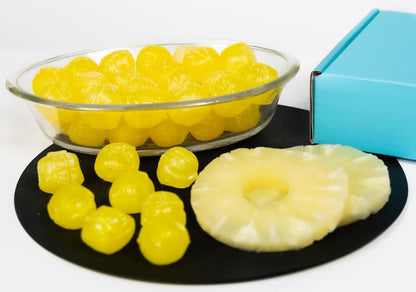Andy Anand Chocolatier Sugar Free Pineapple Chunks, Hard Candy Boiled in Copper Kettle for that unique taste, Flown from Europe 25 Pieces - Sugar & Aspartame Free - Naturally Flavored & Sweetened - Non-GMO, Gluten Free, Keto & Diabetic Friendly