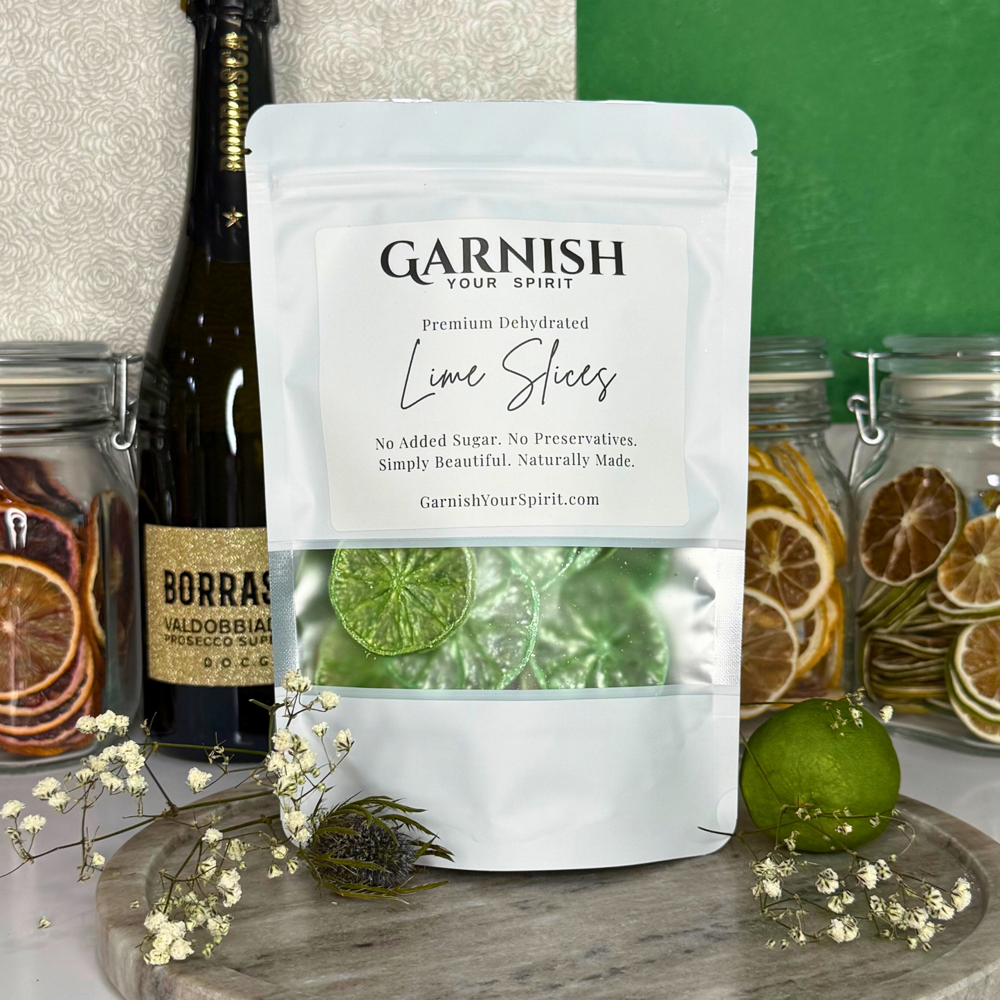 Sparkle Green Luster Dust Dried Decorative Lime Garnish