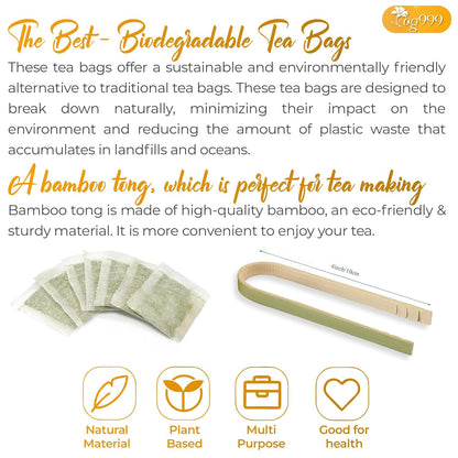 Premium Lemon, Ginger Herbal Blend Tea Bag | Improve Digestion, Support Brain, Weight, Skin and Sleep, Eco-Conscious Tea Bags