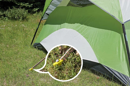 8 Inch Tent Stakes 10 Pcs Non-Rust Metal Ground Anchors, Heavy Duty Spikes with 4 Ropes for Outdoor Camping, Yellow