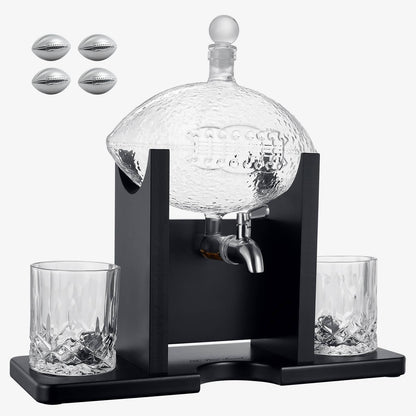 Football Decanter Set with 2 Whiskey & Wine Glasses | 1400mL