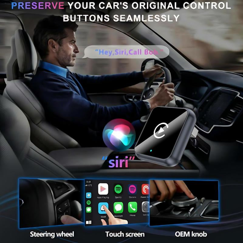 2025 Wireless Carplay Adapter for Iphone/Android - Fast Connection,No Latency,Hands-Free Call Wireless Adapter Electronic Charger Carplay Dongle