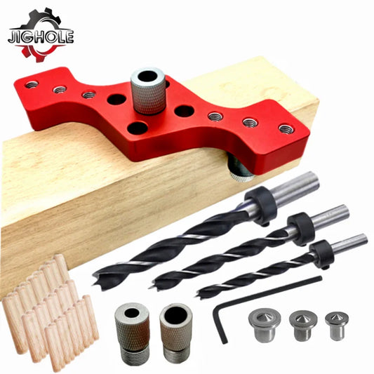 Woodworking 6/8/10Mm Vertical Pocket Hole Jig Self Centering Dowel Drill Guide Pin Fixture Sliding Drilling Punch Guide Set