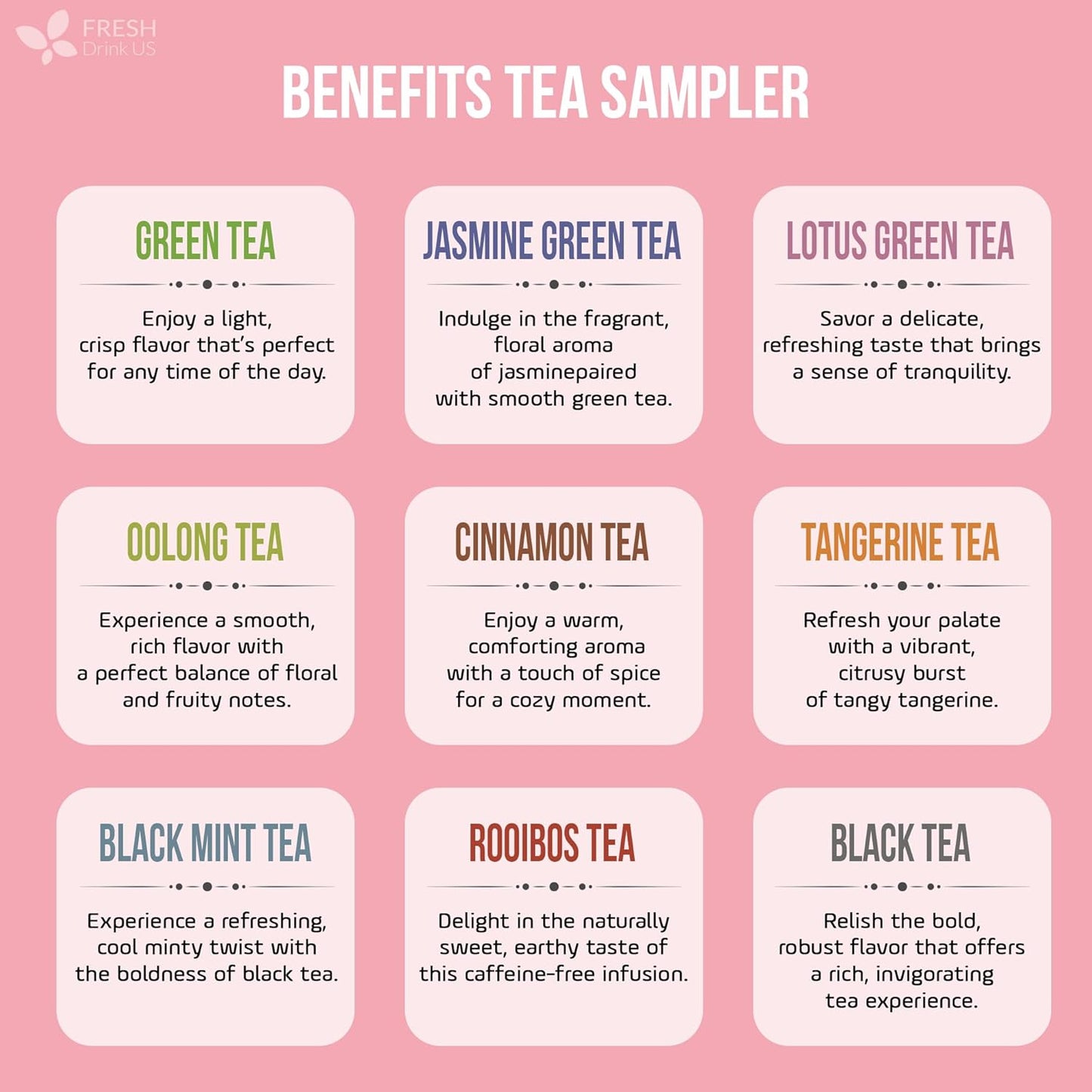 Premium 90 Tea Bags Sampler Assortment, 9 Different Flavors
