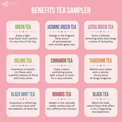 Premium 90 Tea Bags Sampler Assortment, 9 Different Flavors