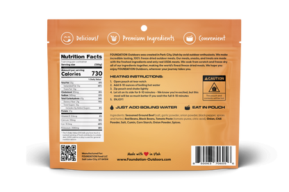 FOUNDATION Outdoors Beef Chili with Beans Meal