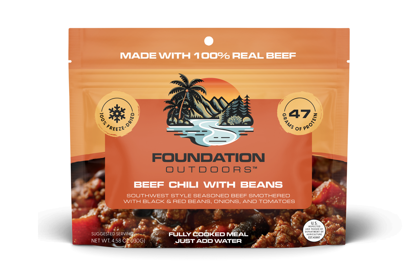 FOUNDATION Outdoors Beef Chili with Beans Meal