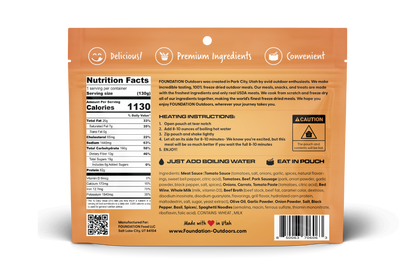 FOUNDATION Outdoors Spaghetti with Meat Sauce Meal