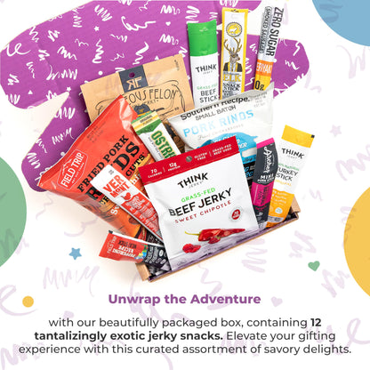 Premium Beef Jerky Gift Basket - Exotic Variety Pack for Men