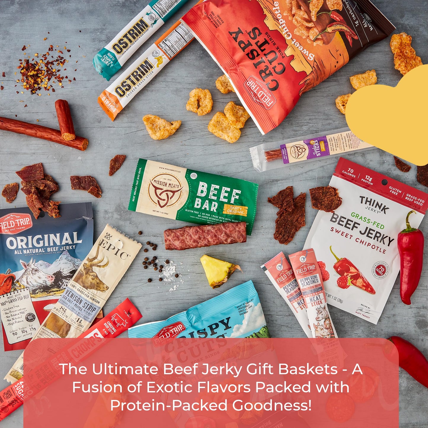 Premium Beef Jerky Gift Basket - Exotic Variety Pack for Men