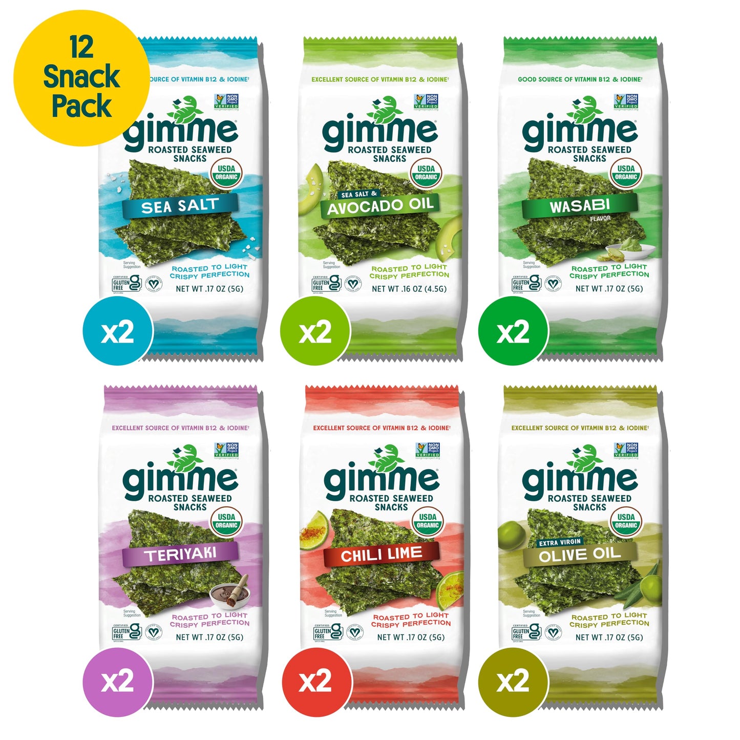 Viral gimMe Organic Roasted Seaweed Snacks - TikTok Famous Healthy Snack | Product of Korea
