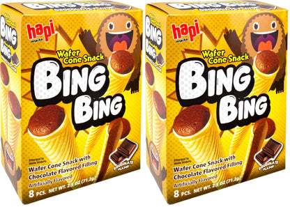Hapi Bing Bing Cone Snack - Crispy Wafer Cones with Strawberry Cream Filling (2.5 oz)