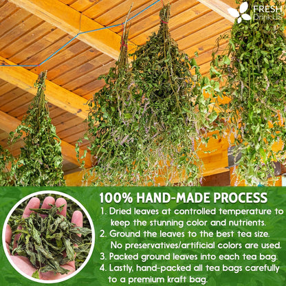 Spearmint Tea Bags, 100% Natural & Pure Spearmint Leaves. Loose Leaf Spearmint Herbal Tea. Spearmint Leaf Tea. No Sugar, No Caffeine, No Gluten, Vegan.