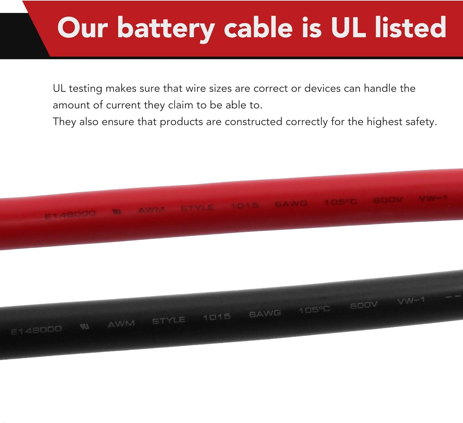 8 AWG Battery Cables, 8 Gauge 2 Feet Red + 2 Feet Black Pure Copper Wires with 3/8" Lugs Both Ends for Car Marine Solar Lawn Mower Motorcycle