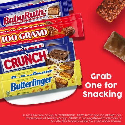 Halloween Candy Variety Pack - Butterfinger, Crunch, Baby Ruth & 100 Grand Full Size Bars (28 Count)