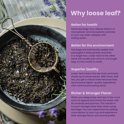 Earl Grey Lavender Loose Tea, Premium Black Tea with Lavender Flowers & Bergamot - Caffeinated - 55+ Cups - USDA Organic & Kosher - 4 oz (113g)
