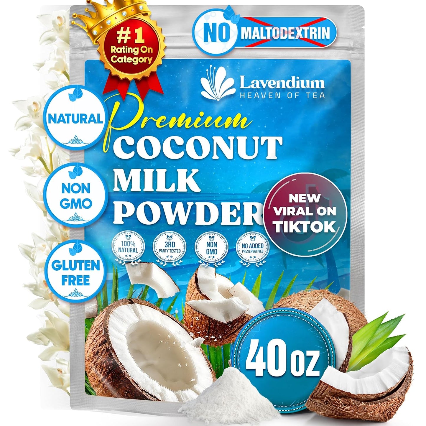 20oz Coconut Milk Powder, 100% Natural, Unsweetened, Perfect for Cake, Coffee, Tea, Creamer Alternative, No Additives, No Gluten, Vegetarian.